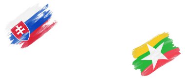 Beyaz Arkaplanda Slovakya ve Myanmar Bayrakları