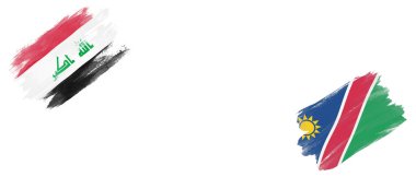 Beyaz Arkaplanda Irak ve Namibya Bayrakları