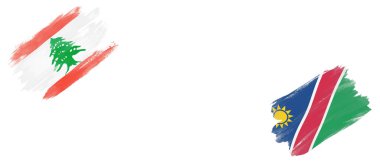 Beyaz Arkaplanda Lübnan ve Namibya Bayrakları