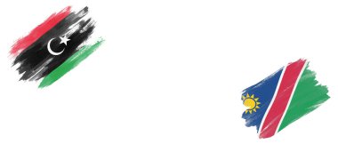 Libya ve Namibya Bayrakları Beyaz Arkaplanda