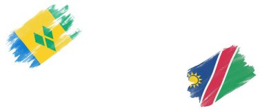 Saint Vincent ve Grenadinler ve Beyaz Arkaplanda Namibya Bayrakları