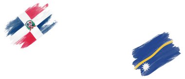 Beyaz Arkaplanda Dominik Cumhuriyeti ve Nauru Bayrakları