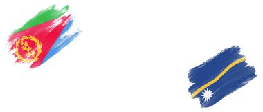 Beyaz Arkaplanda Eritre ve Nauru Bayrakları