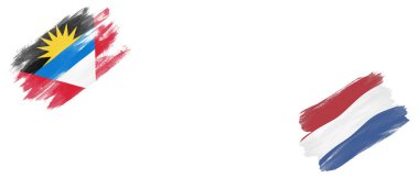 Beyaz Arkaplanda Antigua ve Barbuda ve Hollanda Bayrakları