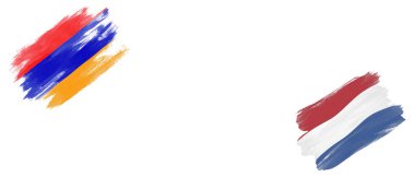 Beyaz Arkaplanda Ermenistan ve Hollanda Bayrakları