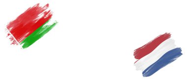 Beyaz Arkaplanda Belarus ve Hollanda Bayrakları