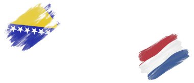 Beyaz Arkaplanda Bosna-Hersek ve Hollanda Bayrakları