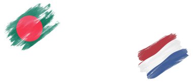 Beyaz Arkaplanda Bangladeş ve Hollanda Bayrakları