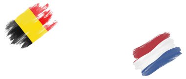 Beyaz Arkaplanda Belçika ve Hollanda Bayrakları