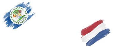 Beyaz Arkaplanda Belize ve Hollanda Bayrakları