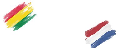 Beyaz Arkaplanda Bolivya ve Hollanda Bayrakları