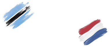 Beyaz Arkaplanda Botswana ve Hollanda Bayrakları