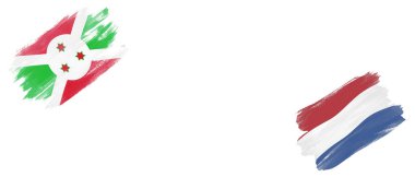 Beyaz Arkaplanda Burundi ve Hollanda Bayrakları