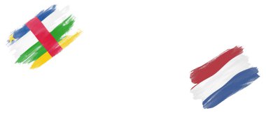 Beyaz Arkaplanda Orta Afrika Cumhuriyeti ve Hollanda Bayrakları