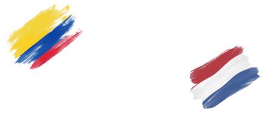 Beyaz Arkaplanda Kolombiya ve Hollanda Bayrakları