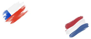 Beyaz Arkaplanda Şili ve Hollanda Bayrakları