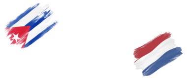 Beyaz Arkaplanda Küba ve Hollanda Bayrakları