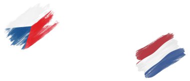 Beyaz Arkaplanda Çek Cumhuriyeti ve Hollanda Bayrakları