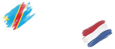 Beyaz Arkaplanda Demokratik Kongo Cumhuriyeti ve Hollanda Bayrakları