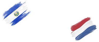 Beyaz Arkaplanda El Salvador ve Hollanda Bayrakları