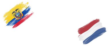 Beyaz Arkaplanda Ekvador ve Hollanda Bayrakları