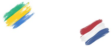 Beyaz Arkaplanda Gabon ve Hollanda Bayrakları