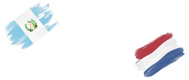 Beyaz Arkaplanda Guatemala ve Hollanda Bayrakları