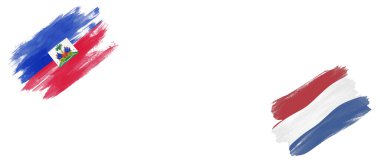 Beyaz Arkaplanda Haiti ve Hollanda Bayrakları