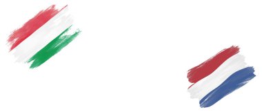 Beyaz Arkaplanda Macaristan ve Hollanda Bayrakları