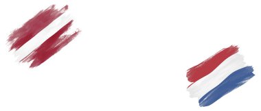 Beyaz Arkaplanda Letonya ve Hollanda Bayrakları