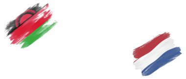 Beyaz Arkaplanda Malavi ve Hollanda Bayrakları