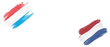 Beyaz Arkaplanda Lüksemburg ve Hollanda Bayrakları