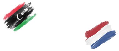 Libya ve Hollanda Beyaz Arkaplanda Bayraklar