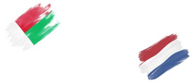 Madagaskar ve Hollanda Bayrakları Beyaz Arkaplanda