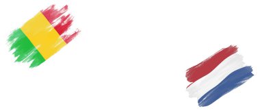 Beyaz Arkaplanda Mali ve Hollanda Bayrakları