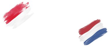 Beyaz Arkaplanda Monako ve Hollanda Bayrakları