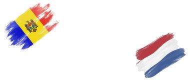 Beyaz Arkaplanda Moldova ve Hollanda Bayrakları