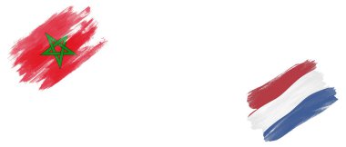 Beyaz Arkaplanda Fas ve Hollanda Bayrakları