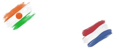 Beyaz Arkaplanda Nijer ve Hollanda Bayrakları