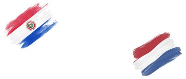 Beyaz Arkaplanda Paraguay ve Hollanda Bayrakları