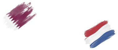 Beyaz Arkaplanda Katar ve Hollanda Bayrakları