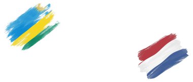 Beyaz Arkaplanda Ruanda ve Hollanda Bayrakları