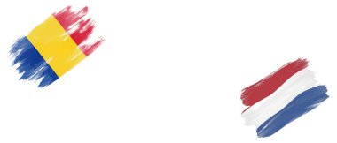 Romanya ve Hollanda Beyaz Arkaplanda Bayraklar