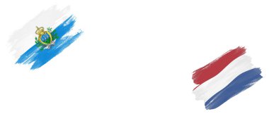 Beyaz Arkaplanda San Marino ve Hollanda Bayrakları