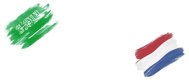 Beyaz Arkaplanda Suudi Arabistan ve Hollanda Bayrakları