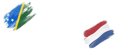 Solomon Adaları ve Hollanda Bayrakları Beyaz Arkaplanda