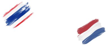 Beyaz Arkaplanda Tayland ve Hollanda Bayrakları