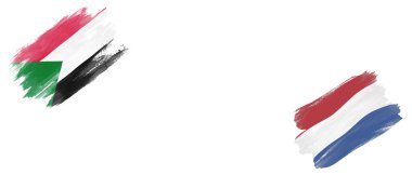 Beyaz Arkaplanda Sudan ve Hollanda Bayrakları