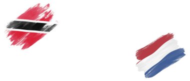 Beyaz Arkaplanda Trinidad ve Tobago ve Hollanda Bayrakları