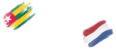 Beyaz Arkaplanda Togo ve Hollanda Bayrakları